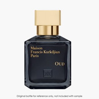 Maison Francis Kurkdjian Oud EDP by Maison Francis Kurkdjian for Men — fragrance bottle close-up | Venba Fragrance