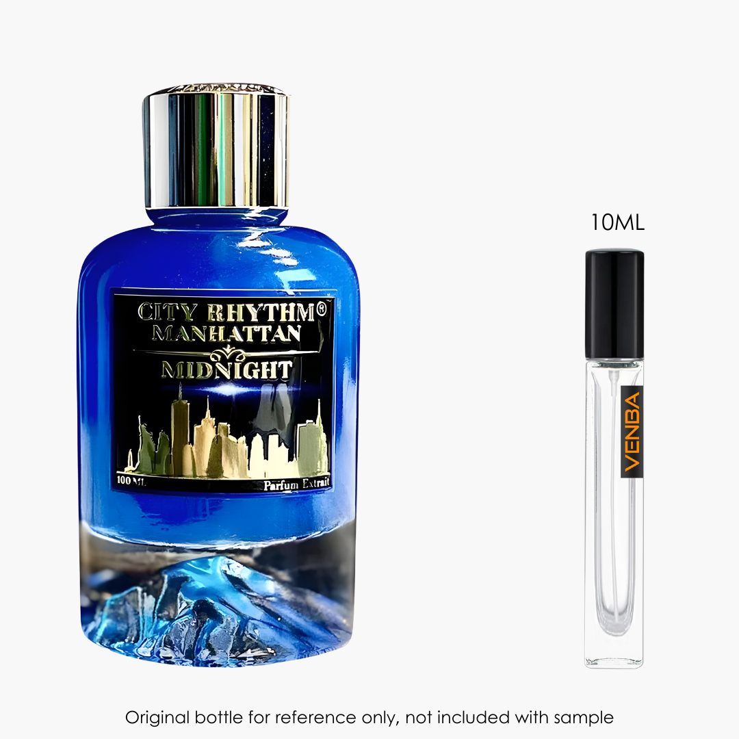 City Rhythm Manhattan Midnight Extrait by City Rhythm for Unisex — fragrance bottle close-up | Venba Fragrance